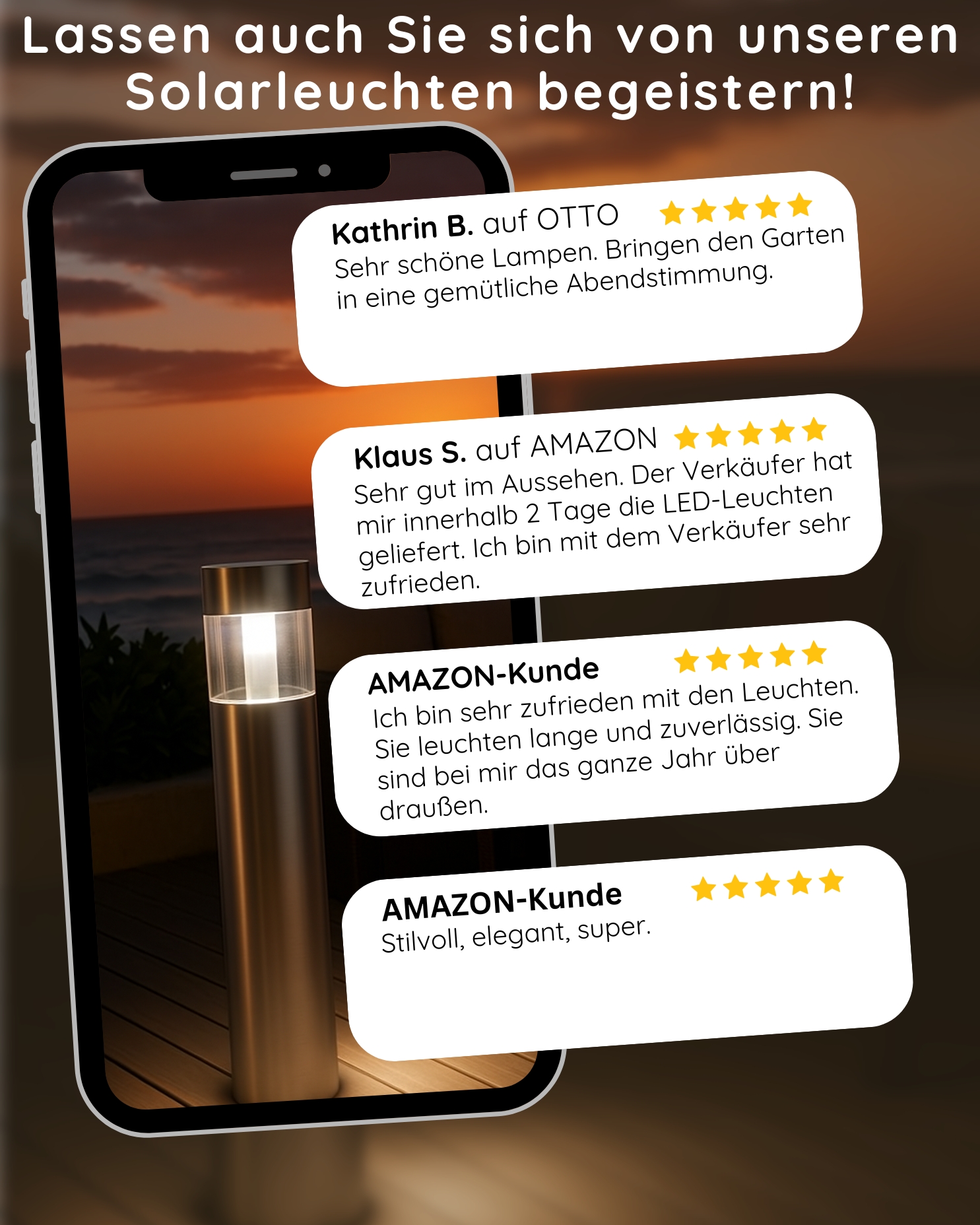 MeLiTec 3er Set Solar LED Gartenleuchten SO06-1 Edelstahl matt gebürstet Elektronik, Telefon, Handy, Text,