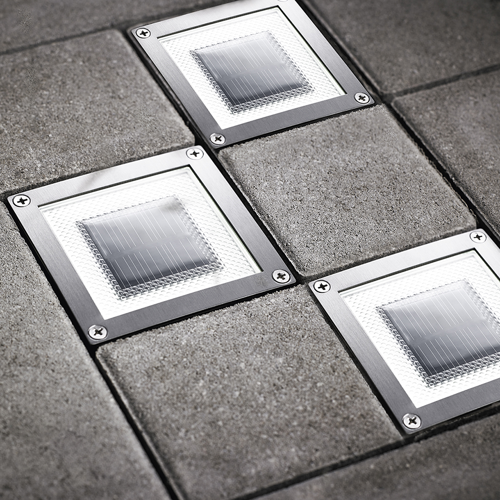 3er Set Solar Bodeneinbauleuchte SEL05, B-Ware