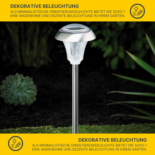 MeLiTec Solar Gartenleuchte SO03-1, Diamant, Edelstahl matt gebürstet MeLiTec Solar Gartenleuchte SO03-1, Diamant, Edelstahl matt gebürstet