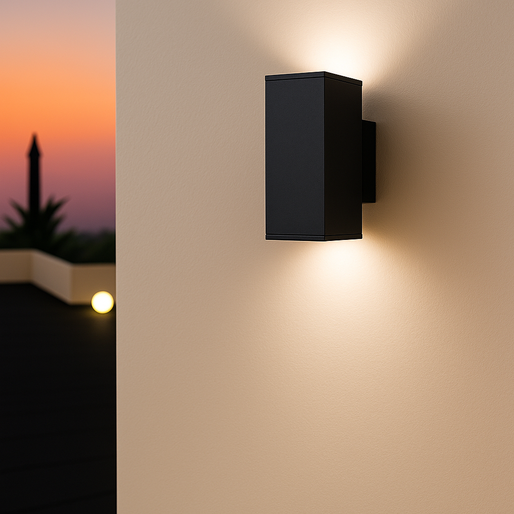 MeLiTec LED-Wandleuchte, Up and Down-Leuchte für außen und innen, aus Edelstahl, eckig, schwarz matt, IP44, Wandlampe, 146-1 Beleuchtung, Elektronik, Sprecher, Beleuchtung, Lampe,