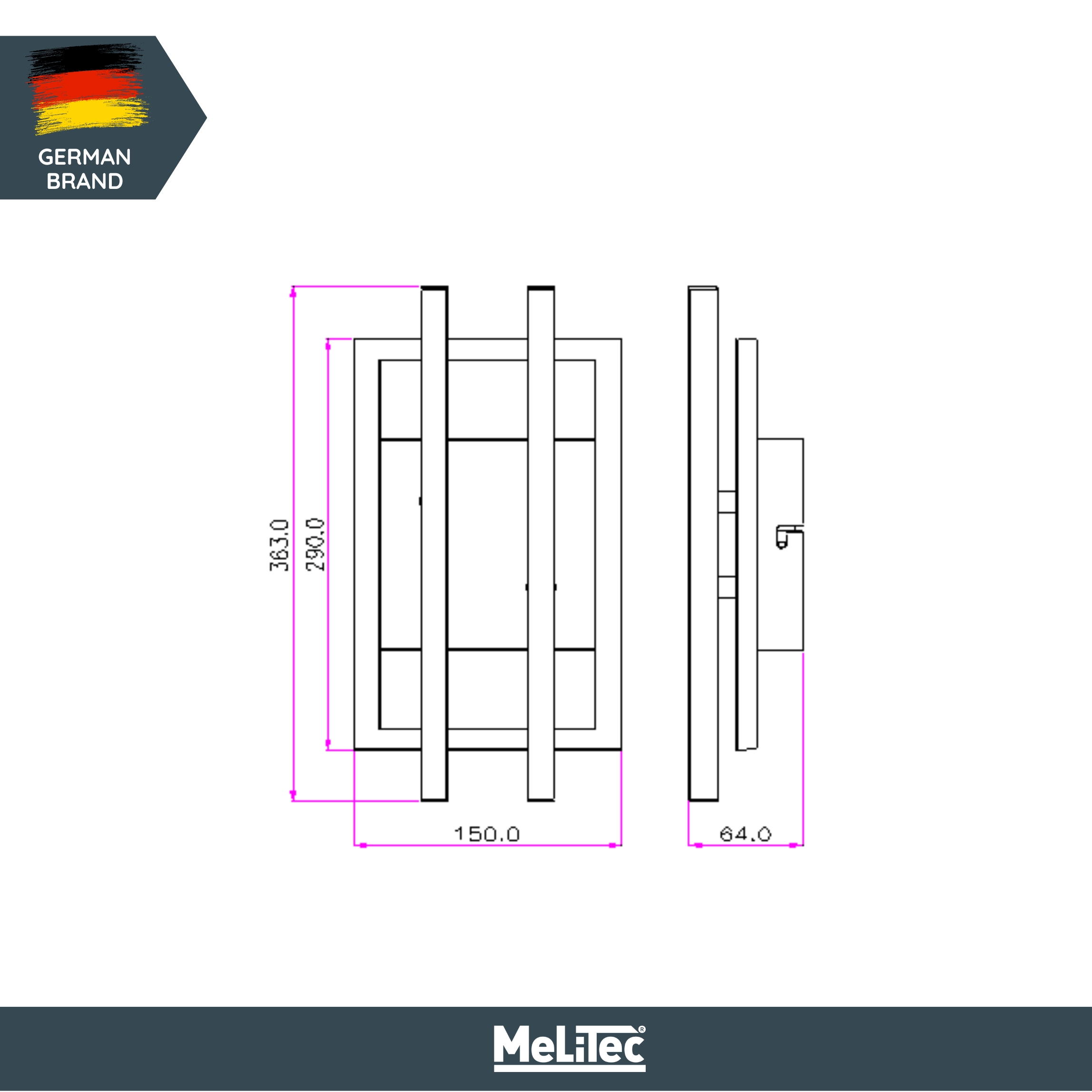 MeLiTec LED Deckenleuchte D133, schwenkbare Arme, moderne Deckenlampe, Rahmenleuchte aus Metall