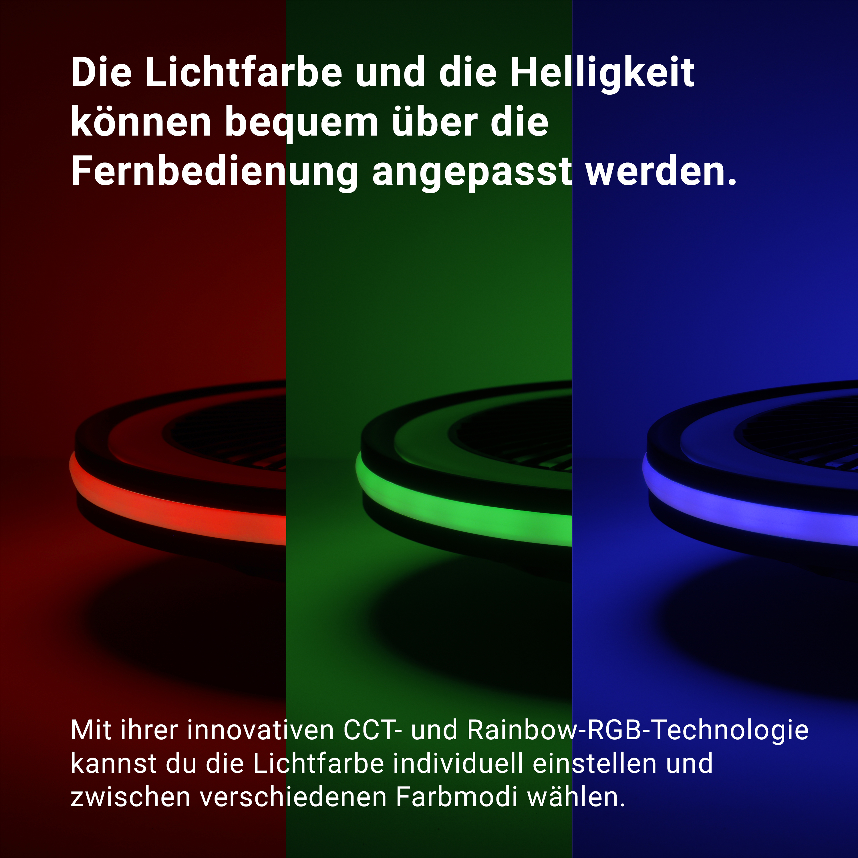 MeLiTec Deckenleuchte mit Ventilator, Deckenlampe mit Ventilator, dimmbar, RGB-Lauflicht, natürlicher Wind, Timer und Nachtlicht, Fernbedienung, schwarz, DV06 Werbung, Plakat,