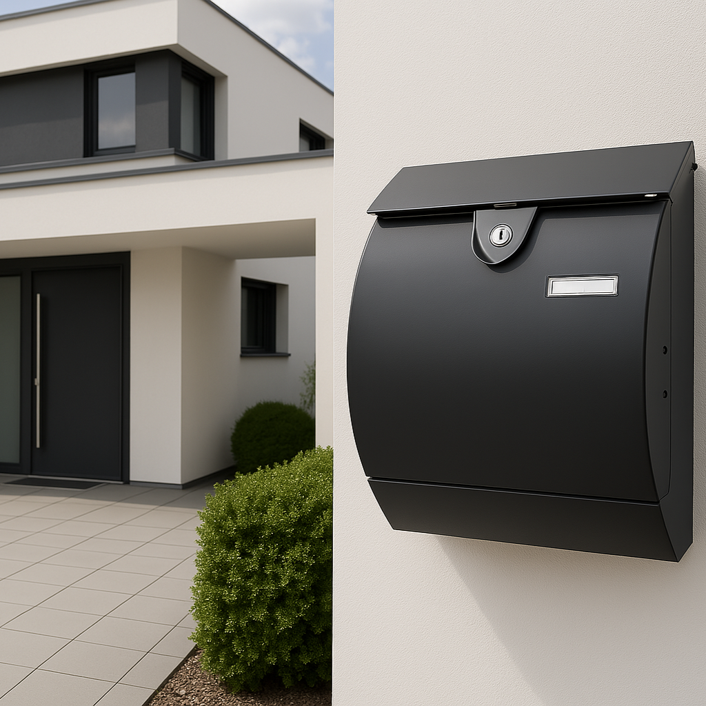 MeLiTec Edelstahl Briefkasten Modell M mit Zeitungsfach, anthrazit Postfach,
