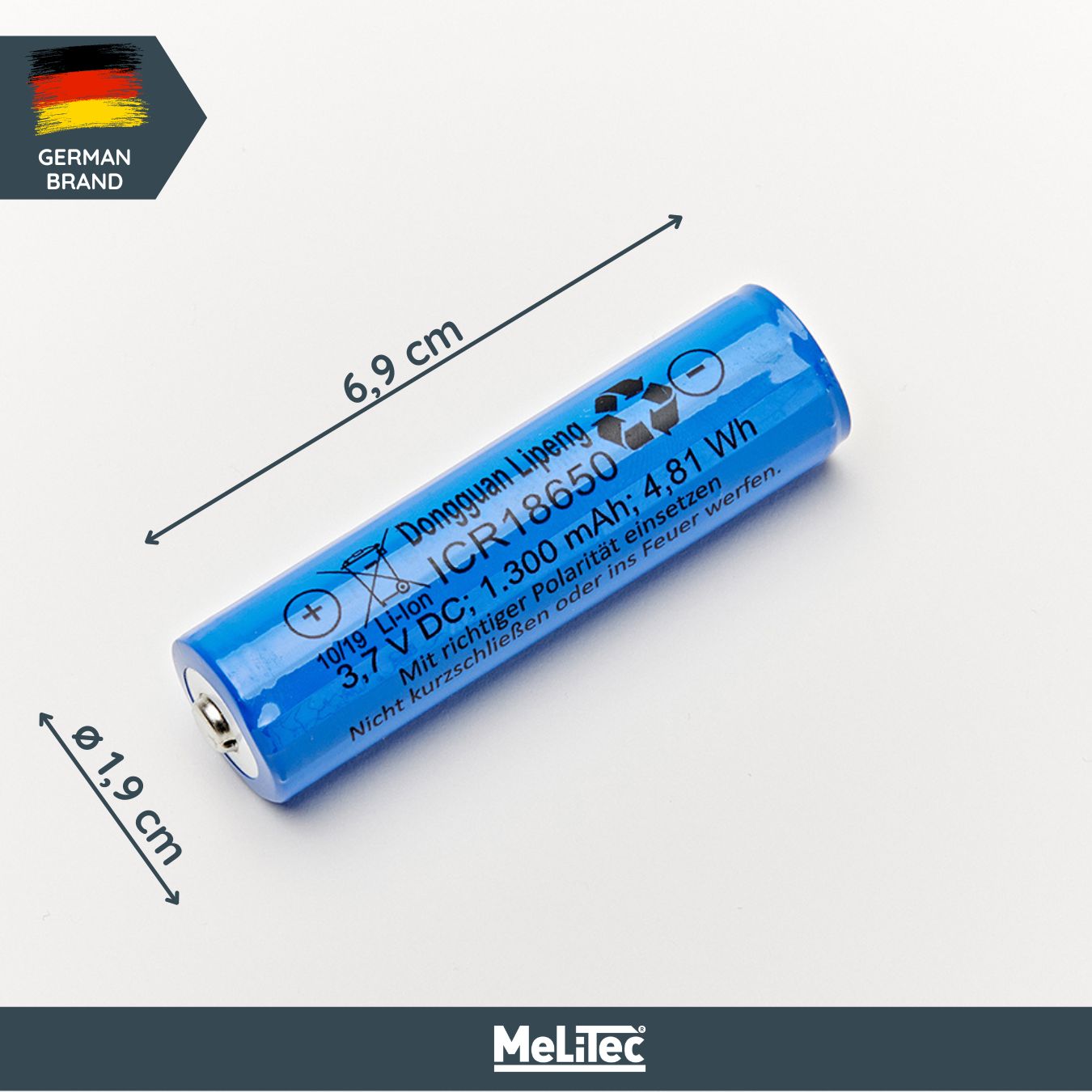 Lithium-Ionen Akku Typ 18650 1300mAh 3,7V Lithium-Ionen Akku Typ 18650 1300mAh 3,7V