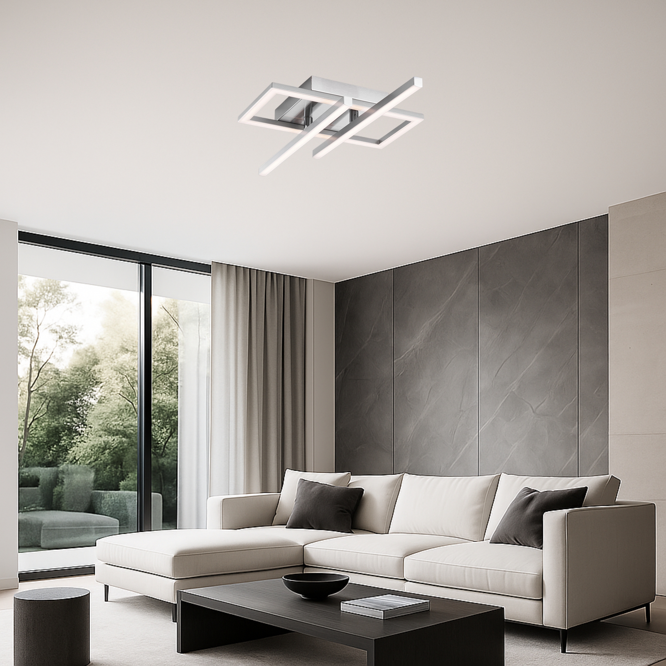MeLiTec LED Deckenleuchte D133, schwenkbare Arme, moderne Deckenlampe, Rahmenleuchte aus Metall