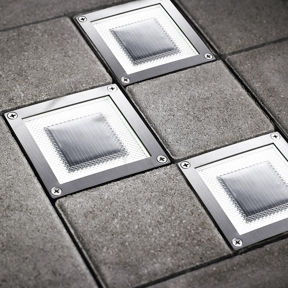 MeLiTec 3er Set Solar Bodenleuchte SEL05 – quadratisch, LED, befahrbar, IP67, Einbauleuchte für Pflastersteine, Außenbereich, silberfarben, inkl. Akku Beleuchtung, Elektronik, Hardware, Computerausrüstung,
